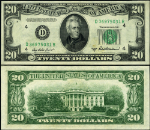 FR. 2061 D $20 1950-B Federal Reserve Note Cleveland D-B Block Choice CU+