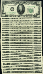 FR. 2061 D $20 1950-B Federal Reserve Note Cleveland D-B Block Choice CU+