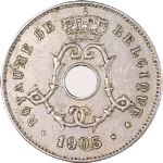 Belgium 1905 Five (5) Centimes KM#54 - Signature w/dot