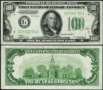 FR. 2152 G $100 1934 Federal Reserve Note Non-Mule Chicago G-A Block DGS AU+