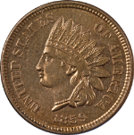 1859 Indian Cent ANACS MS62 Great Eye Appeal Strong Strike