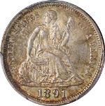 1891-P Seated Liberty Dime PCGS MS65 Great Eye Appeal Strong Strike