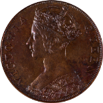 Hong Kong 1865 Cent ICG AU58 Details KM#4.1 - Cleaned