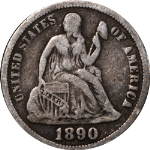 1890-P Seated Liberty Dime