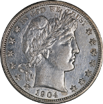 1904-O Barber Half Dollar Choice AU/BU Great Eye Appeal Strong Strike