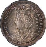 1893 Isabella Commem Quarter NGC MS65 Superb Eye Appeal Strong Strike