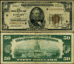 FR. 1880 D* $50 1929 Federal Reserve Bank Note Cleveland D-* Block Fine+ Star
