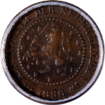 Netherlands 1886 Half Cent ICG AU50 KM#109.1
