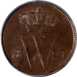 Netherlands 1821 Cent ICG EF45 Details KM#47 - Scratched