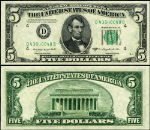 FR. 1964 D $5 1950-C Federal Reserve Note Cleveland D-B Block Gem CU