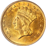 1874 Type 3 Indian Princess Gold $1 PCGS MS62 Superb Eye Appeal Strong Strike
