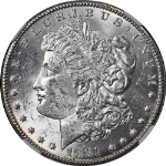 1891-CC Morgan Silver Dollar NGC MS61 Nice Eye Appeal Strong Strike