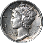 1920-D Mercury Dime Choice BU+ Superb Eye Appeal Strong Strike