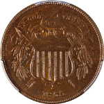 1865 Two (2) Cent Piece Plain 5 PCGS MS63BN Superb Eye Appeal Strong Strike