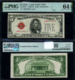 FR. 1528* $5 1928-C Legal Tender *-A Block Choice PMG CU64 EPQ Star