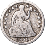 1850-O Seated Liberty Half Dime - Small 'O'