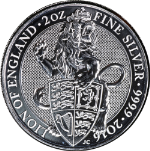 2016 Great Britain 2 Ounce Silver - Queen&#39;s Beast Lion of England - .999 STOCK