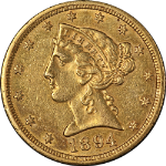 1894-O Liberty Gold $5 Choice AU Details Nice Eye Appeal Nice Strike