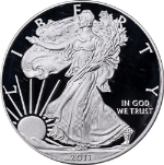 2011-W Silver American Eagle $1 ICG PR70 DCAM Anniversary Label