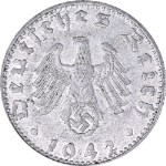 Germany: Third Reich 1942 D Fifty (50) Reichspfennig KM#96
