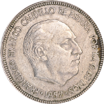 Spain 1957 (1963) Five (5) Pesetas KM#786