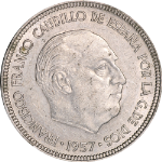 Spain 1957 (1965) Five (5) Pesetas KM#786