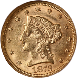 1873-P Liberty Gold $2.50 Closed 3 NGC MS61 Nice Eye Appeal Nice Strike