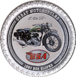 2007 Cook Islands Silver $2 - 1930 BSA Sloper Motorcycle - 1 Ounce .999 Fine OGP