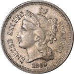 1869 Three (3) Cent Nickel - Choice