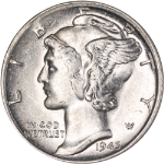 1945-S Mercury Dime - Micro &#39;S&#39;