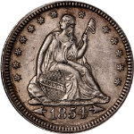 1854-P Seated Liberty Quarter - Arrows At Date