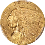 1915 Indian Gold $2.50 PCGS MS64 Superb Eye Appeal Strong Strike