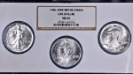 1986-1988 Silver American Eagle $1 3 Coin Set NGC MS69 Multi-Holder