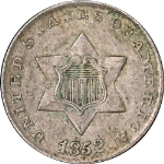 1852 Three (3) Cent Silver Choice AU/BU Superb Eye Appeal Strong Strike