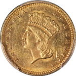 1874 Type 3 Indian Princess Gold $1 PCGS MS63 Great Eye Appeal Strong Strike