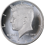 2014-S Enhanced Finish Silver High Relief Kennedy Half Dollar - Cap & Display