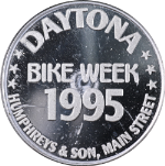 1995 Daytona Beach Bike Week 1 Ounce Silver Round - Humphreys &amp; Son - .999 Fine