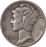 1942-D Mercury Dime &#39;42 Over 41&#39; Choice VF+ Key Date Great Eye Appeal