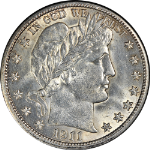 1911-P Barber Half Dollar Choice BU+ Details Superb Eye Appeal Strong Strike