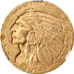 1914-D Indian Gold $5 NGC MS63 Great Eye Appeal Strong Strike Fantastic Luster
