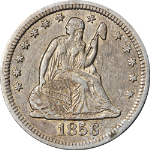 1856-O Seated Liberty Quarter Nice AU Details Decent Eye Appeal Strong Strike