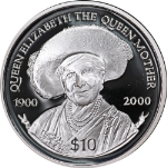 2000 British Virgin Islands Proof Silver $10 - Queen Mother 100th .925 OGP STOCK