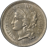 1868 Three (3) Cent Nickel Nice BU+ Nice Eye Appeal Nice Strike