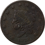 1828 Large Cent - Counterstamped 'R+W'