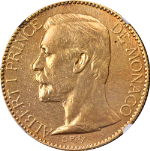 1895 A Monaco Gold 100 Franc NGC AU Details Obverse Repaired