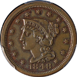 1848 Large Cent PCGS AU Details Great Eye Appeal Strong Strike