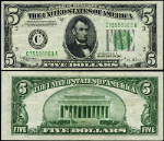 FR. 1958 C $5 1934-B Federal Reserve Note Non-Mule Philadelphia C-A Block XF