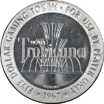 1967 Sterling Silver Five Dollar Slot Token - Tropicana Las Vegas - 41gram +/-