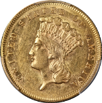 1861 Indian Princess Gold $3 PCGS AU58 Key Date Great Eye Appeal Strong Strike
