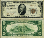 Pittsburgh PA-Pennsylvania $10 1929 T-1 National Bank Note Ch #685 Farmers Deposit NB VF+